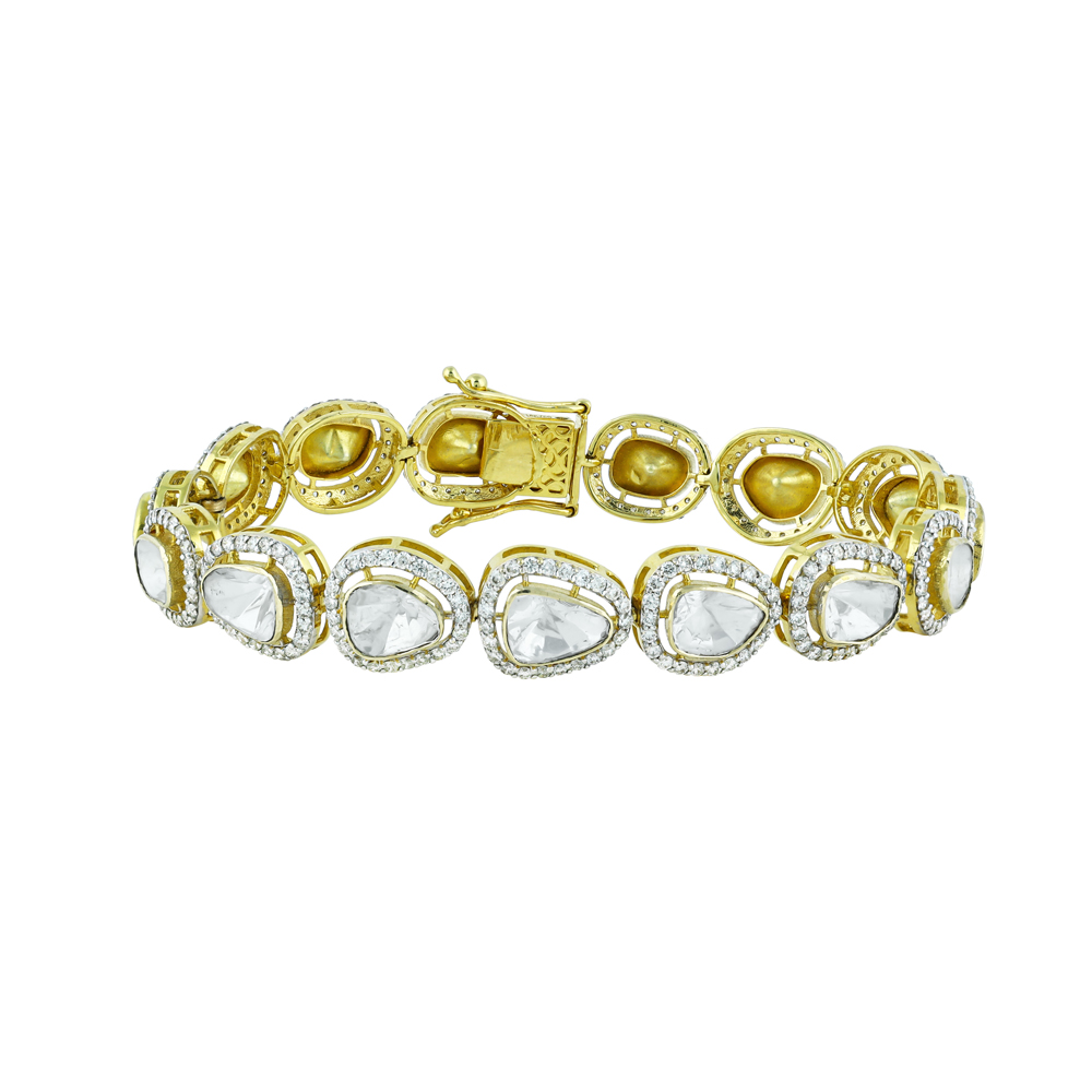 Bracelet with Polki Diamonds and Shimmering Halo